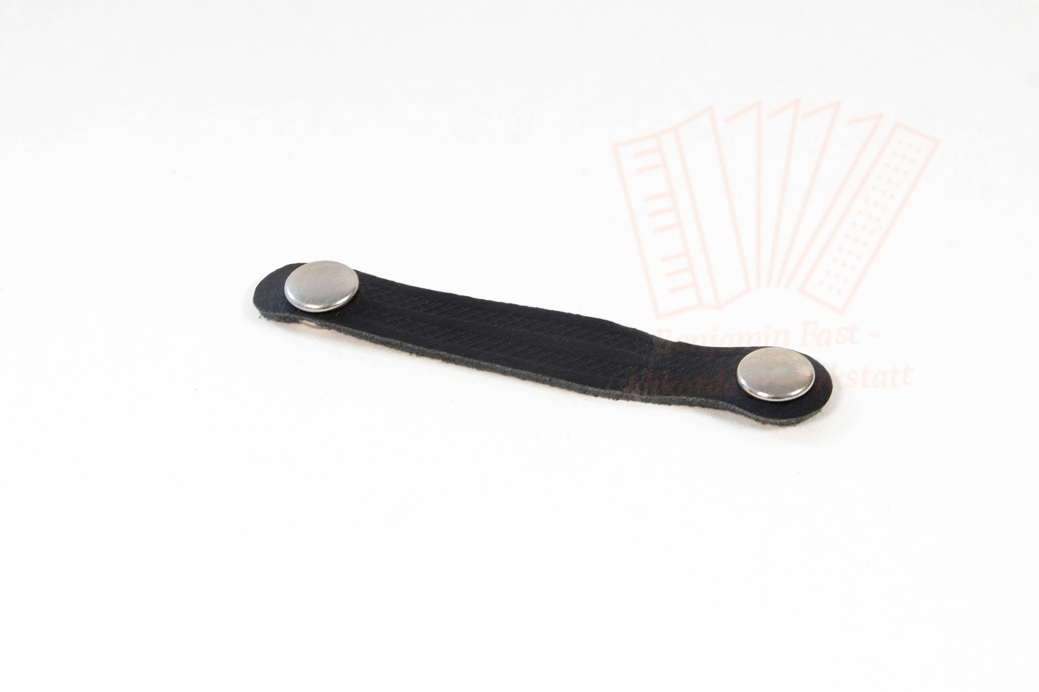 Balgzuhalter 2 Druckknöpfe Leder schwarz mit Prägung 12,0 cm