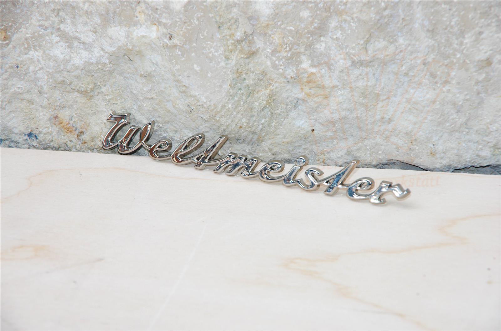 Schriftzug "Weltmeister" plastgalvanisiert (alte Version) gebraucht