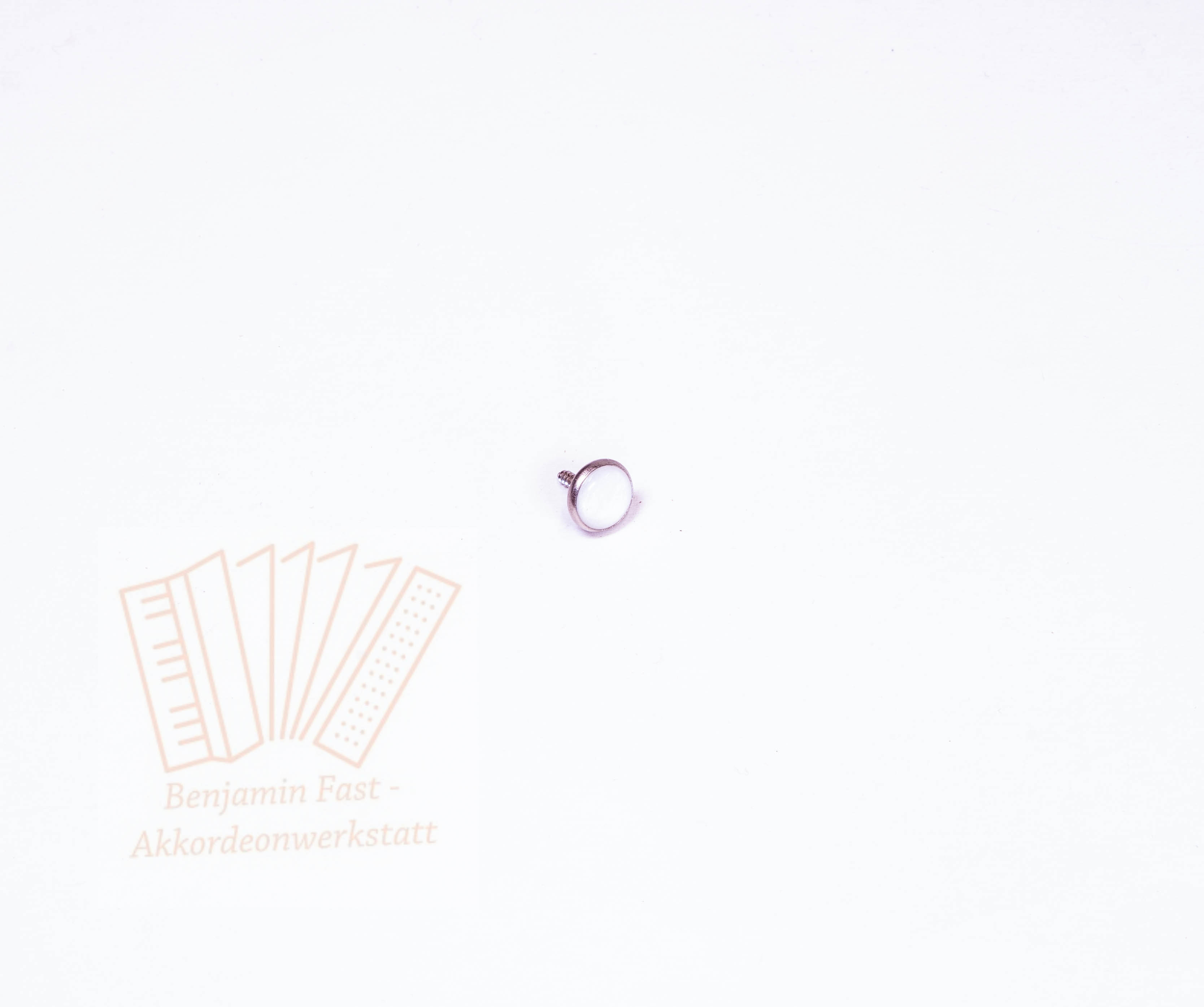 Bassknopf weiß/silber 9,6mm glatt Gewinde