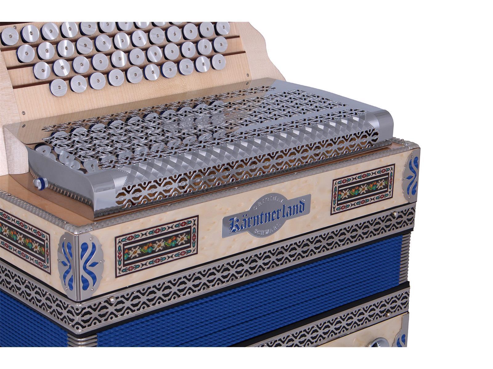 Steirische Harmonika Kärntnerland (Silber) Waldheimat blau C/F/Bb/Eb
