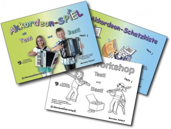 Akkordeon-SPIEL mit Tasti und Basti 1 - Set Akkordeon-SPIEL mit Tasti und Basti 1 - Set Knopf-B-Griff