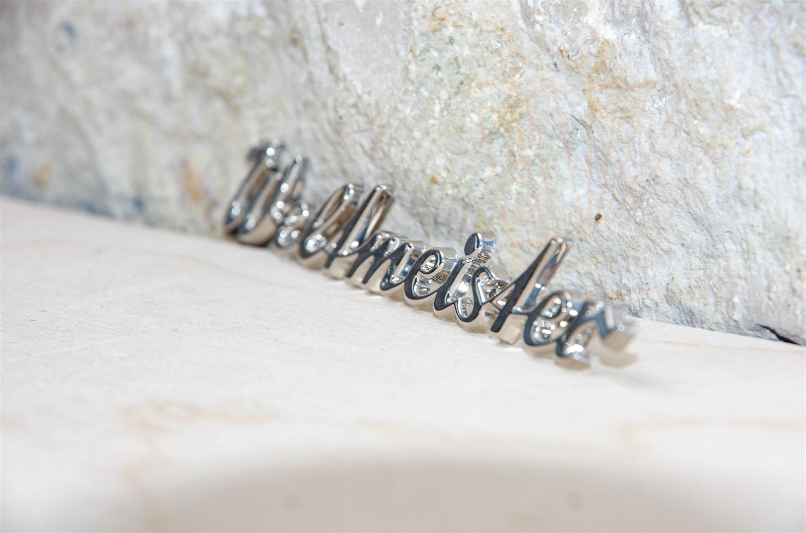 Schriftzug "Weltmeister" plastgalvanisiert (alte Version) gebraucht