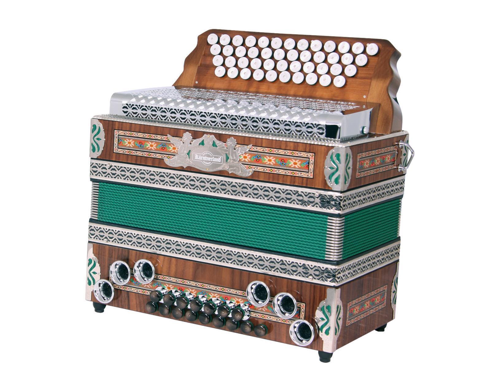 Steirische Harmonika Kärntnerland Edelholz grün C/F/Bb/Eb