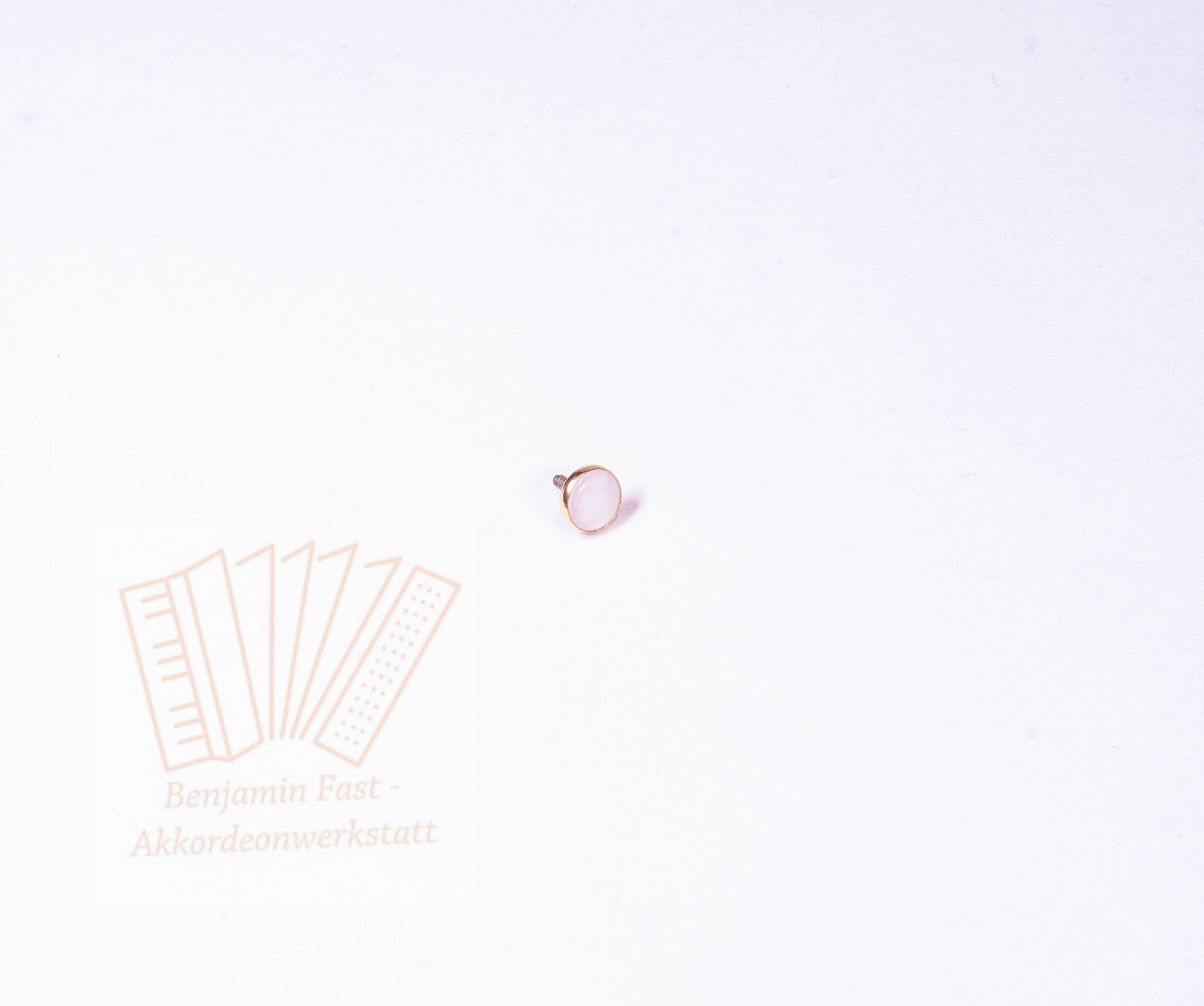 Bassknopf weiß/gold 9,6mm glatt Gewinde