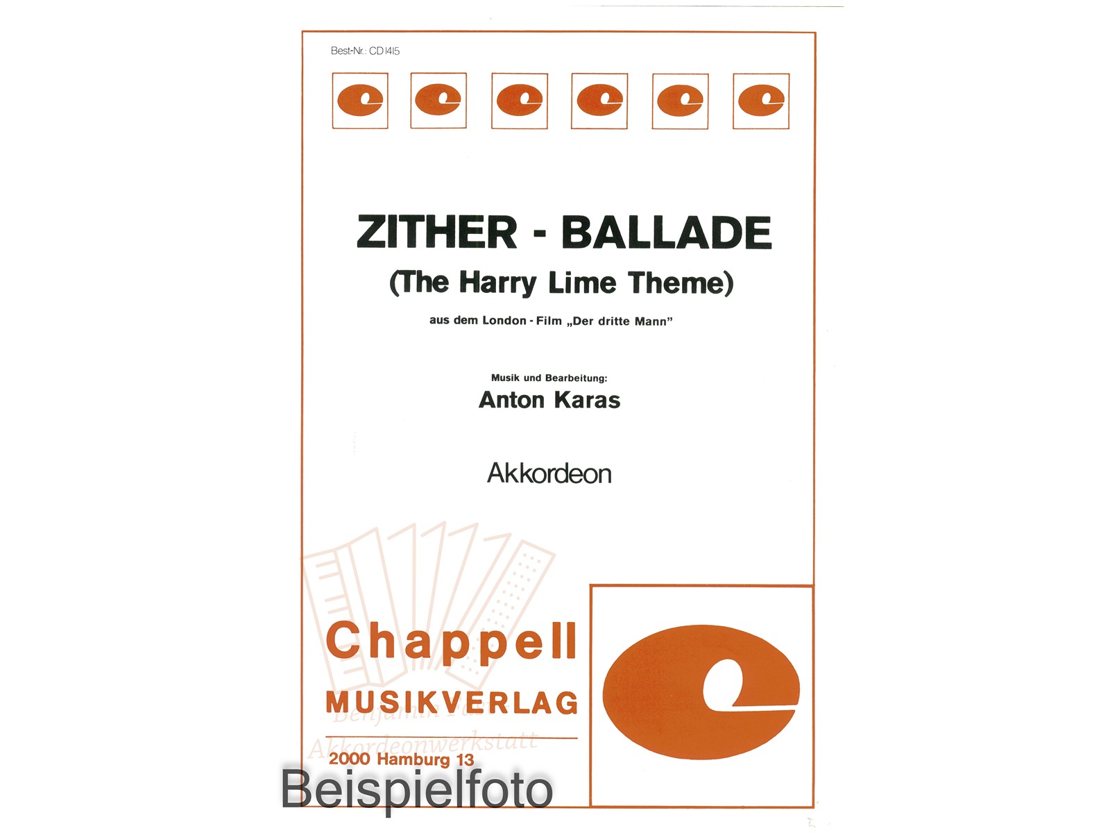 Zither-Ballade (Der dritte Mann), Einzelausgabe - Antiquariat Zither-Ballade (Der dritte Mann), Einzelausgabe - Antiquariat