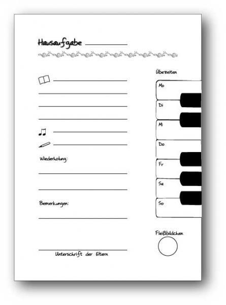 Hausaufgaben- und Übungsheft 3 für ein musikalisches Jahr