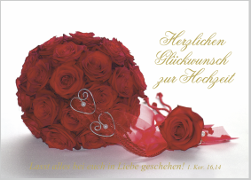 Faltkarte - Rosenstrauß - Zur Hochzeit - 1.Kor. 16,14